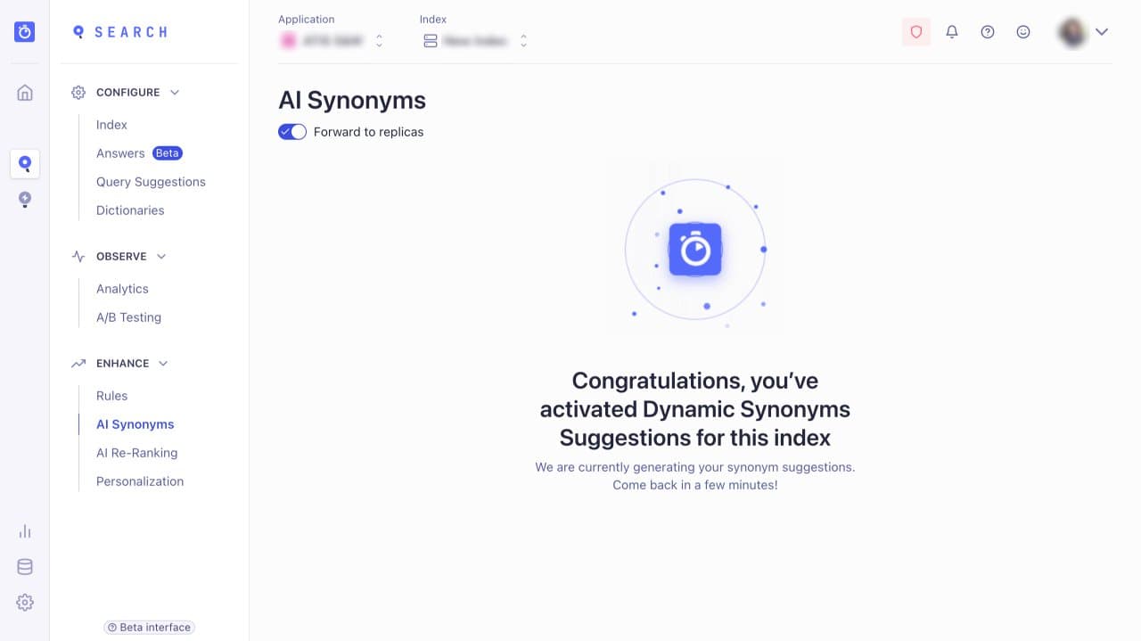 AI synonym set up success
