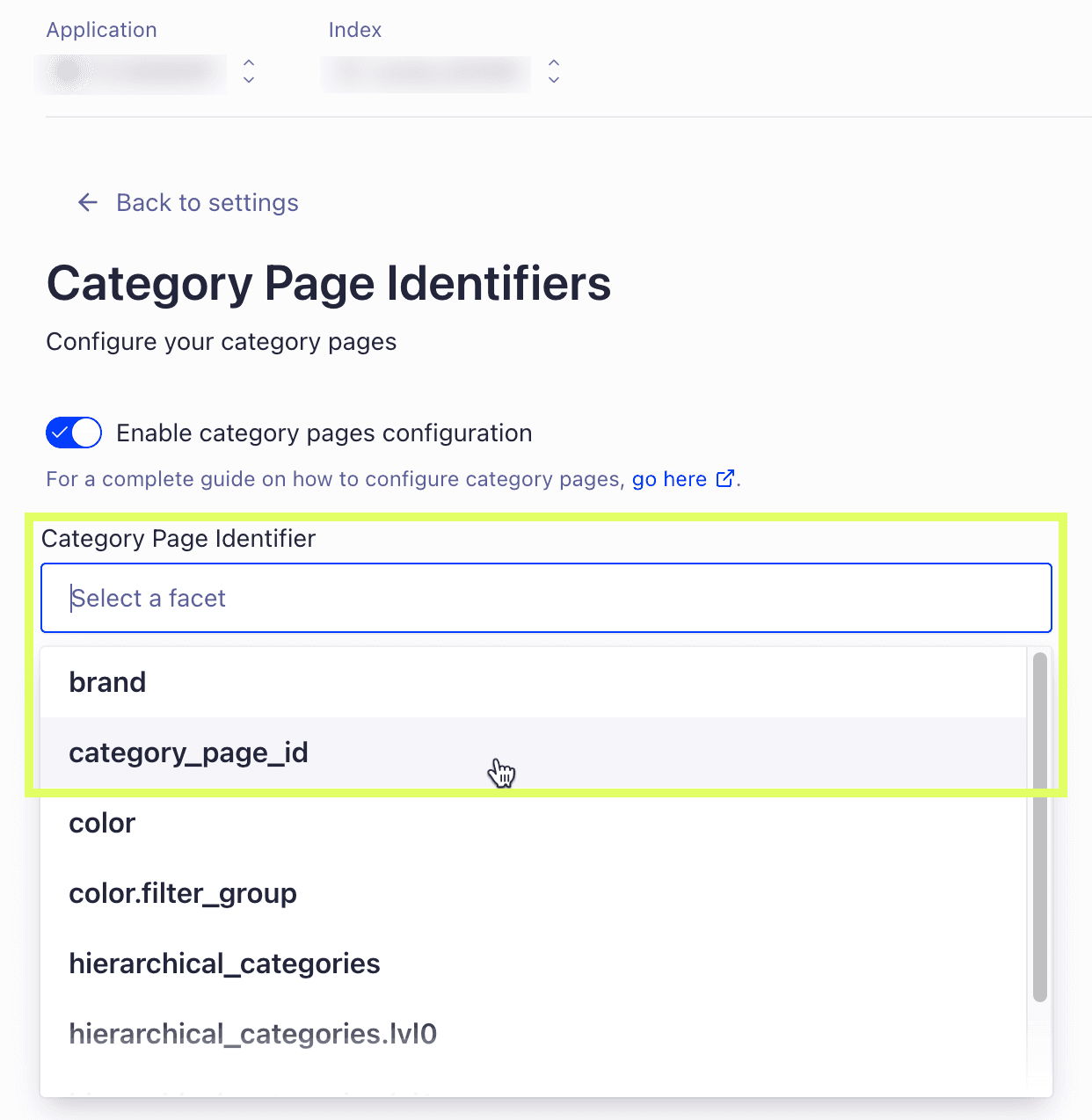 category page identifiers